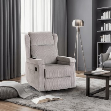 Mebel Elite Раскладной массажный кресло Sebastian, серого цвета, из вельвета, ME.SEBASTIAN/P/SZTR/FW - Home Club