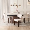 Mebel Elite Комплект: стол Lizbona 160–200 см (белый мрамор/орех) и 4 стула Grenada (кремовые), LIZBONA/BM/O/CER/S160-200/GRENADA/KR/O/TB/Z4/K - Home Club