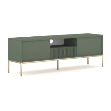 Mebel Elite Тв-тумба Marcos 155 см с рифленой поверхностью, зеленая, W.MAGGIORE/MA01/Z/N.ZL/U.ZL/RTV - Home Club