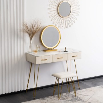 Mebel Elite Туалетный столик Sandy кремово-золотой, ME.SANDY/BZ/ZL/B - Home Club