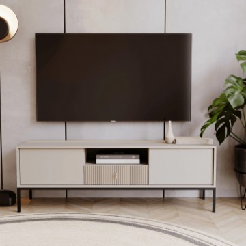 Mebel Elite Тв-тумба Marcos 154 см с рифленой поверхностью, цвет «Кашмир», W.MAGGIORE/KASZ/BZ/RTV - Home Club