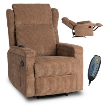 Mebel Elite Раскладной массажный кресло Sebastian, коричневый, из вельвета, ME.SEBASTIAN/BR/SZTR/FW - Home Club