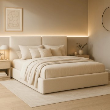 Mebel Elite Кровать 160x200 «Marsylia» с ящиком для вещей, кремового цвета, из ткани букле, ME.MARSYLIA/160/KR/TB/LOZZPOJ - Home Club