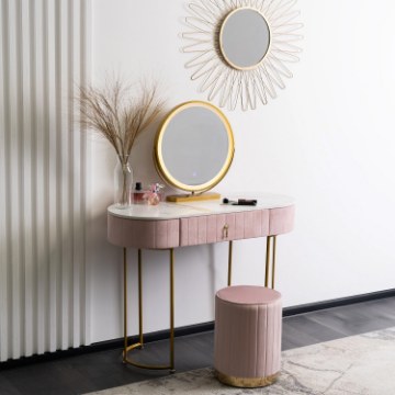 Mebel Elite Туалетный столик Ashley Розовый/Золотой, ME.ASHLEY/R/ZL/B - Home Club