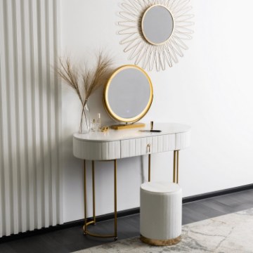 Mebel Elite Туалетный столик Sarah, белый/золотой, ME.SARAH/B/ZL/B - Home Club