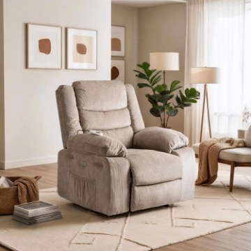 Mebel Elite Массажное кресло с электроприводом и откидной спинкой Jasper, бежевого цвета, ME.JASPER/BZ/T/FW - Home Club