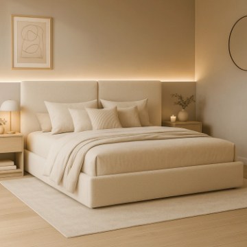 Mebel Elite Кровать 180x200 «Marsylia» с ящиком для хранения, кремового цвета, из ткани букле, ME.MARSYLIA/180/KR/TB/LOZZPOJ - Home Club