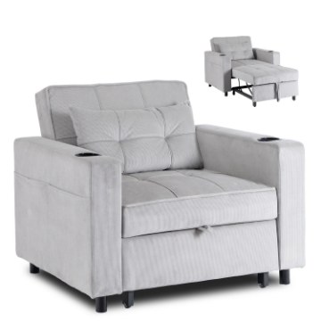 Mebel Elite Раскладной кресло Solor, серый, из вельвета, ME.SOLOR/P/CZ/SZTR/FW - Home Club