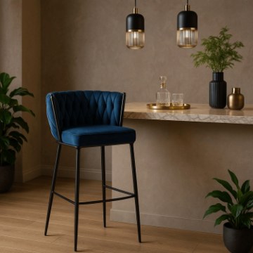 Mebel Elite Барный стул Flores, темно-синий, велюровый, ME.FLORES/GR/CZ/V/H - Home Club