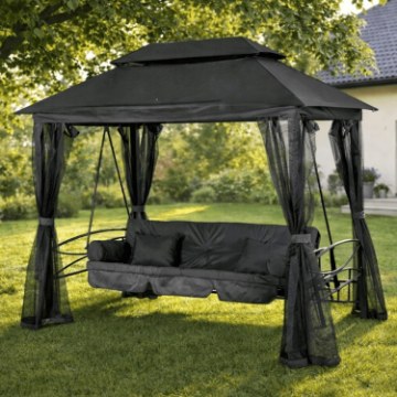 Mebel Elite Садовая качель Carmen, серо-черная, ME.CARMEN/P/T/OGR/HUS - Home Club