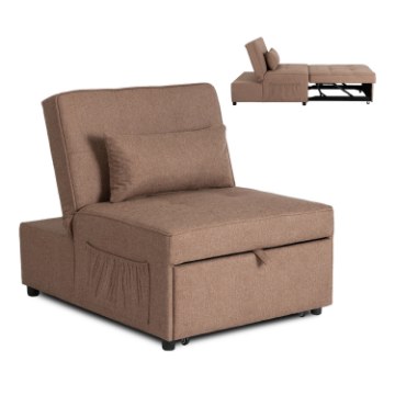 Mebel Elite Раскладной кресло Iberis 80 см для сна, коричневое, ME.IBERIS/BR/T/FW80 - Home Club