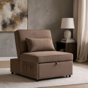 Mebel Elite Раскладной кресло Iberis 80 см для сна, коричневое, ME.IBERIS/BR/T/FW80 - Home Club
