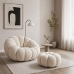 Mebel Elite Вращающееся кресло для отдыха Pettit с пуфиком, кремовый букле, ME.PETTIT/KR/TB/FW - Home Club, изображение 2