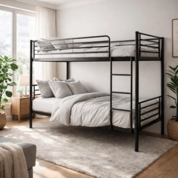 Mebel Elite Двоярусне ліжко Rodez 90x200 для дітей, чорне, ME.RODEZ/90/CZ/LOZP - Home Club