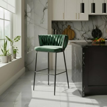 Mebel Elite Барный стул Flores, зеленый, велюровый, ME.FLORES/Z/CZ/V/H - Home Club