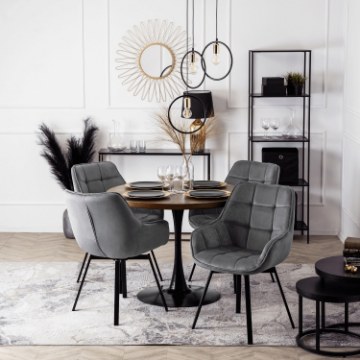Mebel Elite Вращающееся кресло Luna, серое велюровое, ME.LUNA/P/V/K - Home Club