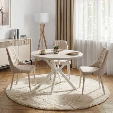 Mebel Elite Стіл Dorian, розкладний, 80–160 см, кашмір/білий, ME.DORIAN/KASZ/B/S - Home Club