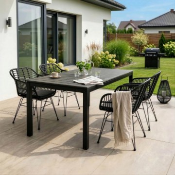 Mebel Elite Садовый стол Argos 140–180 см, темно-серый дуб/черный, ME.ARGOS/140-180/P/CZ/OGR/S - Home Club