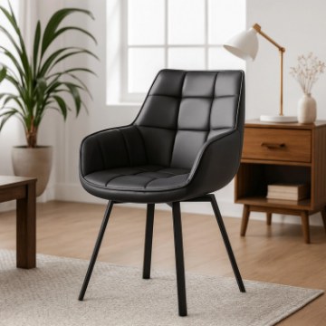 Mebel Elite Вращающееся кресло Luna, чёрная экокожа, ME.LUNA/CZ/E/K - Home Club