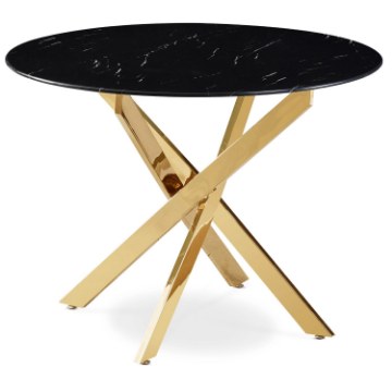Mebel Elite Стіл Bali зі скла, 100 см, чорний мармур/золотий, ME.BALI/CZM/ZL/S - Home Club
