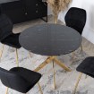 Mebel Elite Стол Bali со стеклянной столешницей, 100 см, черный мрамор/золотой, ME.BALI/CZM/ZL/S - Home Club, изображение 3