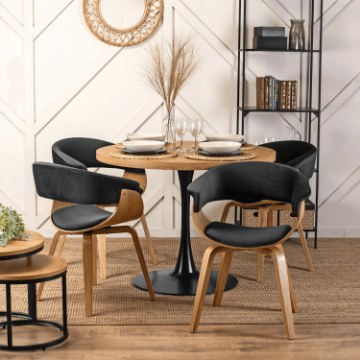 Mebel Elite Стул Gary из велюра, черный/золотой дуб, ME.GARY/CZ/DZ/V/DG/K - Home Club