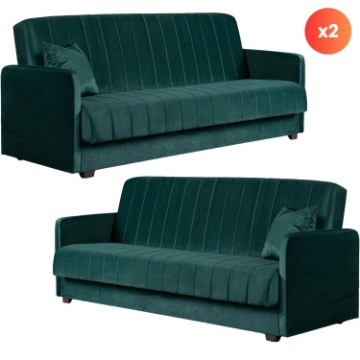 Mebel Elite Комплект из 2 диванов-кроватей Porto, зеленый велюр, PPHUE.PIEER/KRONOS19/Z2/WER - Home Club