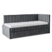 Мягкая кровать 90x200 см VILLEMO, двуспальная, с каркасом, раскладная, для подростков, серого цвета