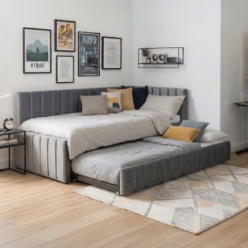 Mebel Elite Кровать 90x200 Villemo, серая, велюровая, ME.VILLEMO/90/90/CP/V/LOZWYS - Home Club