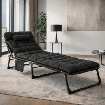 Mebel Elite Садовый шезлонг «Полевая кровать» Saturn, черный, ME.SATURN/CZ/T/LOZ - Home Club