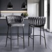 Mebel Elite Барный стул Flores, серый, велюровый, ME.FLORES/P/CZ/V/H - Home Club, изображение 2