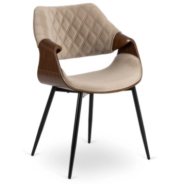 Mebel Elite Стілець Dakota, бежевий/горіх, велюровий, ME.DAKOTA/BZ/O/V/K - Home Club