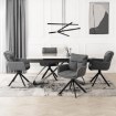 Mebel Elite Комплект: стол Luigi 160–240 см (серый мрамор/чёрный) и 4 стула Paul (тёмно-серые), LUIGI/P/CZ/S160-240/PAUL/CZ/T/Z4/K - Home Club