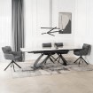 Mebel Elite Комплект: стол Luigi 160–240 см (серый мрамор/чёрный) и 4 стула Paul (тёмно-серые), LUIGI/P/CZ/S160-240/PAUL/CZ/T/Z4/K - Home Club, изображение 4