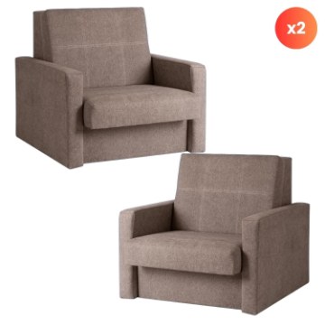 Mebel Elite Комплект із 2 одномісних крісел для сну Milan 1, бежевий, PPHUE.MAJA1/POLARIS4/Z2/FW - Home Club