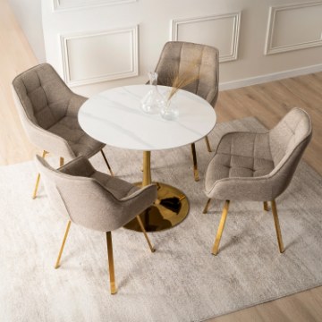 Mebel Elite Стол Sander 89 см, керамический, бело-золотой, ME.SANDER/B/ZL/S - Home Club