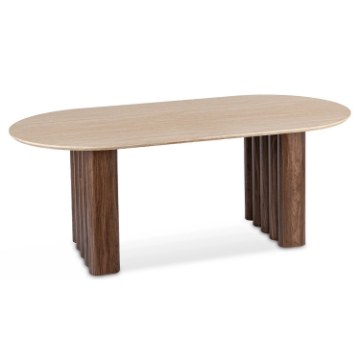 Mebel Elite Стіл Dario, овальний, 200 см, травертин/горіх, ME.DARIO/TRAW/O/S - Home Club