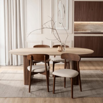 Mebel Elite Стол Dario, овальный, 200 см, травертин/орех, ME.DARIO/TRAW/O/S - Home Club