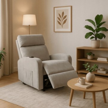 Mebel Elite Кресло Colton с электроприводом и функцией помощи при вставании, серый велюр, ME.COLTON/P/V/FW - Home Club