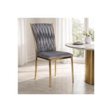 Mebel Elite Стул Dan, серый, плетеный, велюровый, ME.DAN/P/ZL/V/K - Home Club