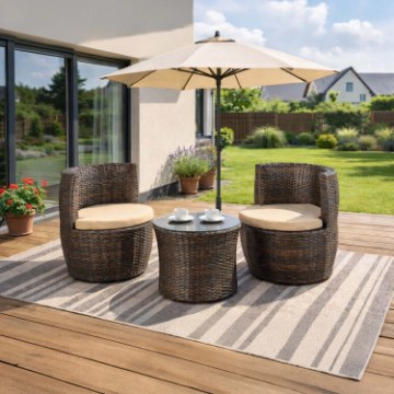 Mebel Elite Комплект садовой мебели Frio, коричневый/бежевый, ME.FRIO/BR/RT/OGR/ZES - Home Club