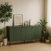 Mebel Elite Комод Soft 154 см, двухдверный с ящиками, с рифленой поверхностью, зеленый, W.ISEO/IS03/Z/N.CZ/U.ZL/KOM2D3S - Home Club, изображение 2