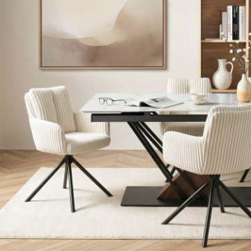 Mebel Elite Вращающееся кресло для гостиной June кремового цвета из вельвета, ME.JUNE/KR/SZTR/K - Home Club