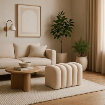 Mebel Elite Мягкий пуф Karbon кремового цвета, ME.KARBON/BZ/TB/PUF - Home Club