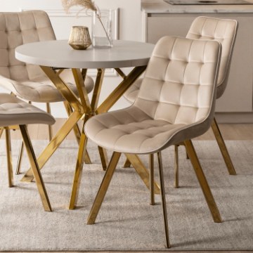 Mebel Elite Стілець Devi кремового кольору з велюру, ME.DEVI/KR/ZL/V/K - Home Club