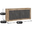 Mebel Elite Комод Blago 180 см, черный/необработанный дуб, W.LUNEA/OSL/MA/KOM4D - Home Club, изображение 6