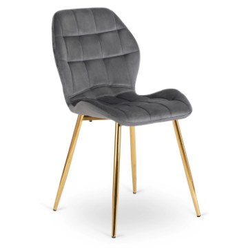 Mebel Elite Стілець Lucky сірого кольору з золотими ніжками, оббитий велюром, ME.LUCKY/P/ZL/V/K - Home Club