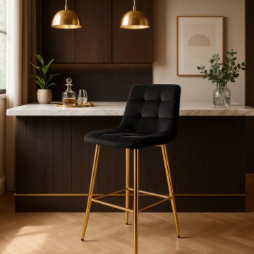 Mebel Elite Барный стул Ariel, черный, велюровый, ME.ARIEL/CZ/ZL/V/H - Home Club