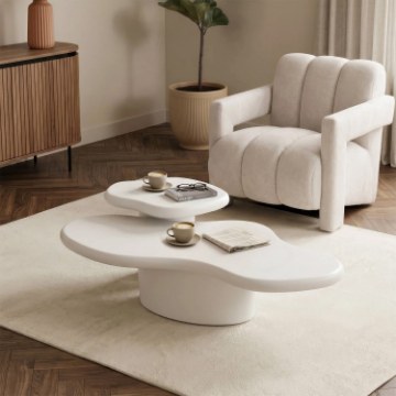 Mebel Elite Набір журнальних столиків Rosalie, білий, ME.ROSALIE/MB/L - Home Club