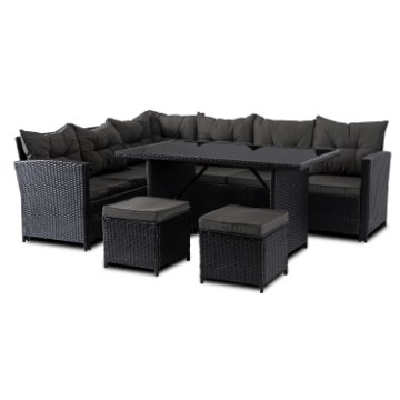 Mebel Elite Комплект садових меблів Dallas, чорний/темно-сірий, ME.DALLAS/CZ/RT/OGR/ZES - Home Club